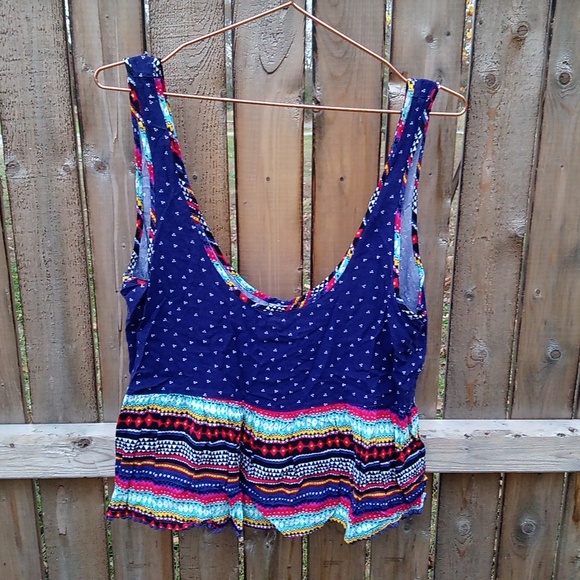 Empyre Boho Aztec Multi Color Flowy Tank Crop Top - Picture 1 of 11
